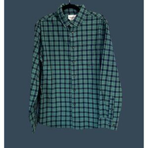 Goodfellow & Co Mens Green Plaid Long Sleeve Button-Up Shirt L